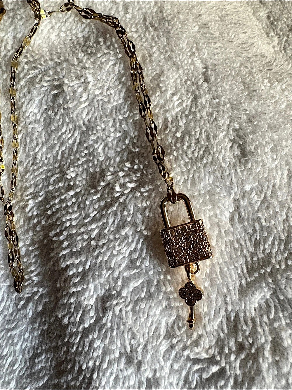 Gold-Tone Padlock Key Pendant Necklace
